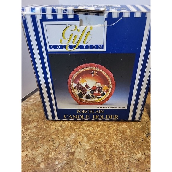 Vintage Set Of 2 Gift Collections Porcelain Candle holder Christmas Santa - Picture 6 of 8